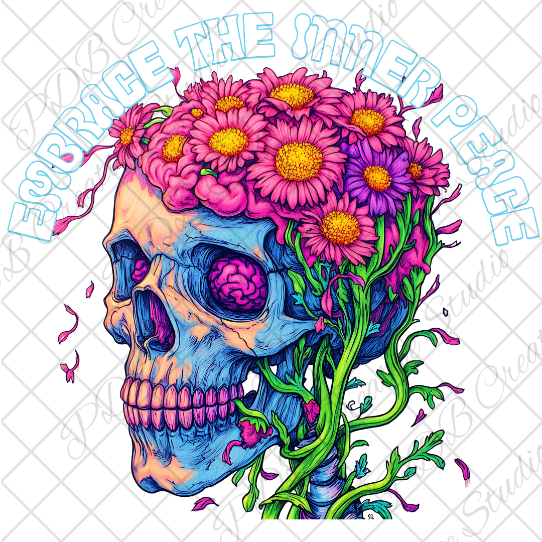 floral skull skeleton embrace the inner peace uvdtf vinyl decal sticker