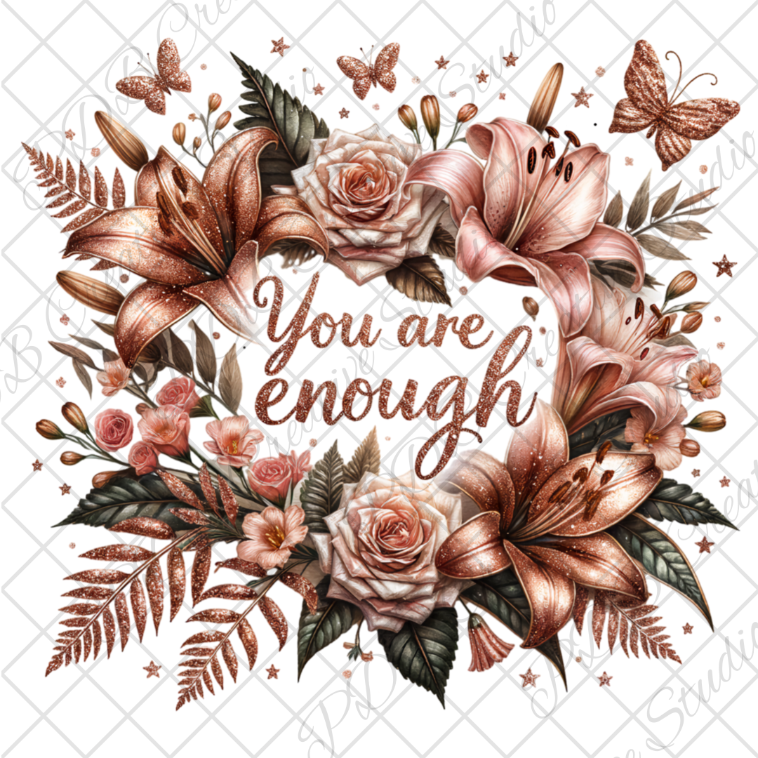 you are enough positive affirmation floral uvdtf decal sticker
