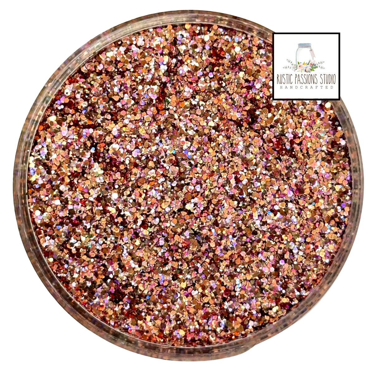 Copper pink custom chunky glitter mix / PDB Creative Studio for art, nails and projects