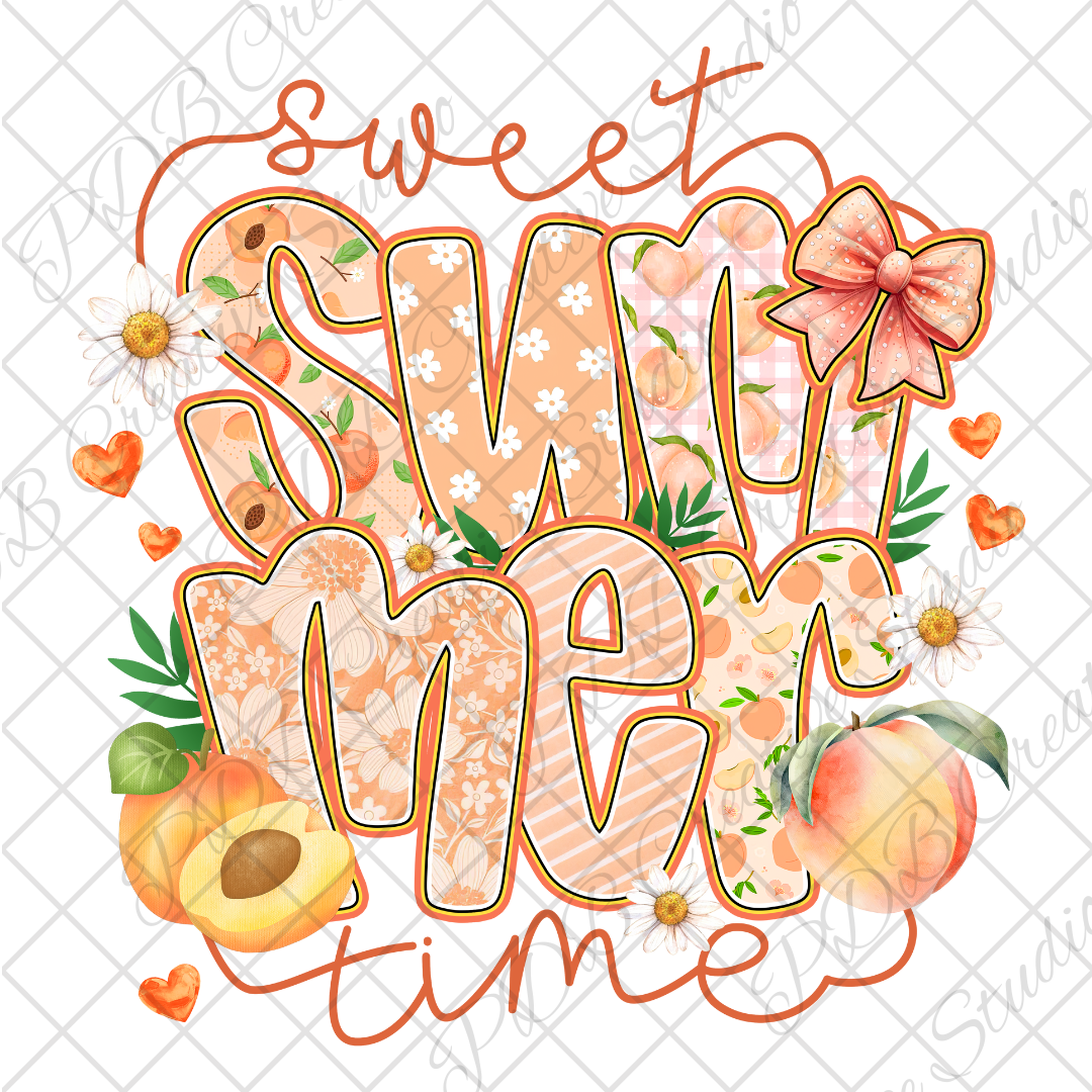 peach sweet summer time uv-dtf decal wrap for diy resin art