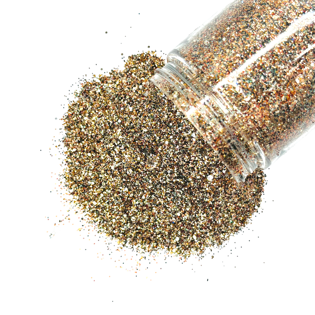 Gold Brown fall custom multi-size glitter for art, body, nails and more - PDB Creative Studio