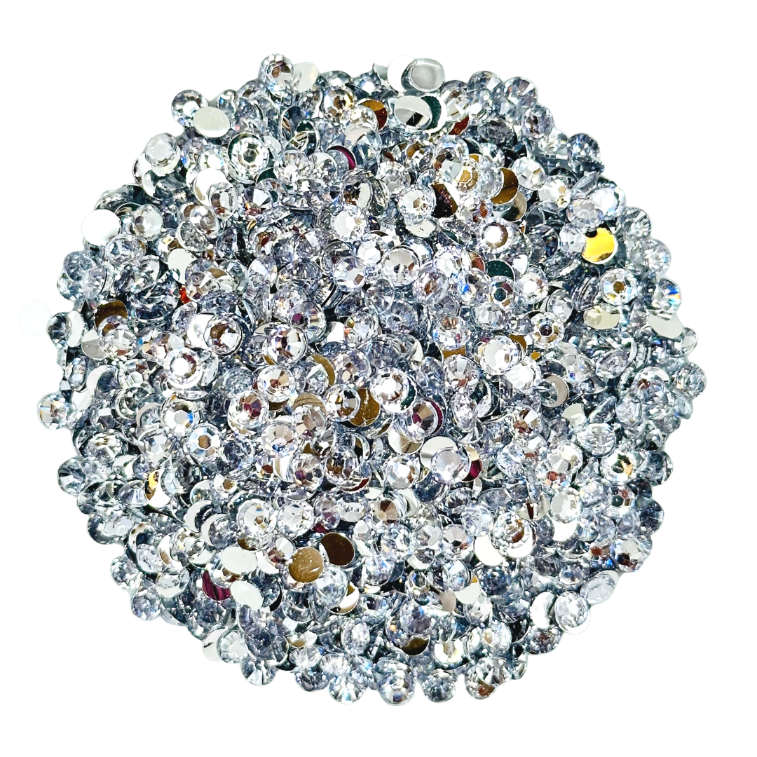 CLEAR WHITE SILVER JELLY RESIN flat back, non hotfix rhinestones for art, body, nails and more - PDB Creative Studio