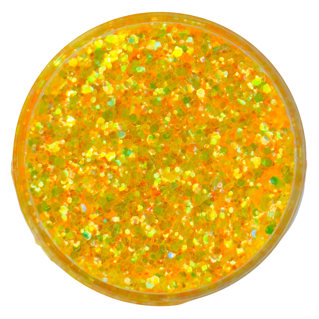 yellow orange multi-size custom glitter mix by PDB Creative Studio