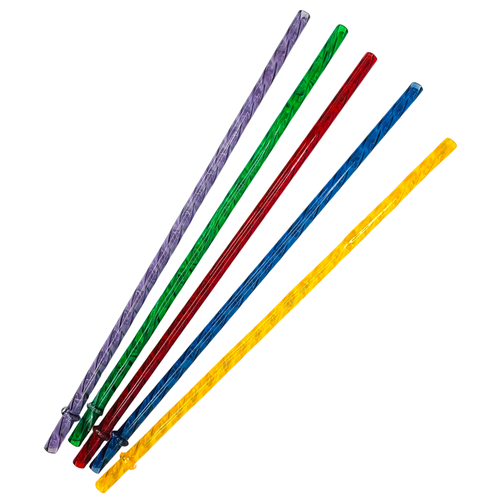 Reusable acrylic rainbow spiral straws