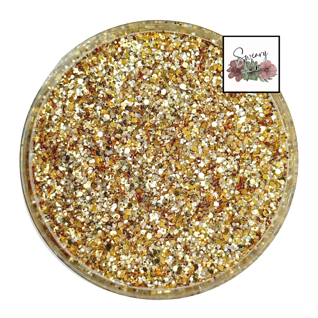 Brown gold carmel custom multi-size glitter mix for art, body, nails and more - PDB Creative Studio