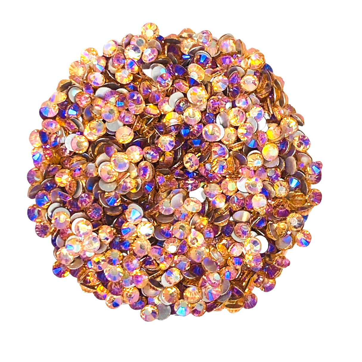 Lt. Peach AB gold purple blue Glam Glass® flatback non hotfix rhinestones for art, body, nails and more - PDB Creative Studio