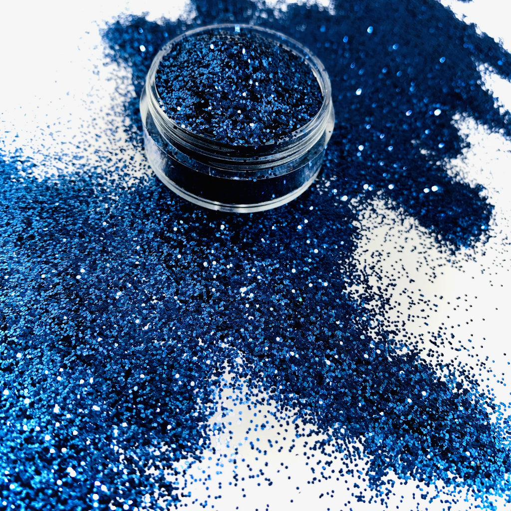 navy blue fine polyester glitter for art, body, nails / PDB Creative Studio