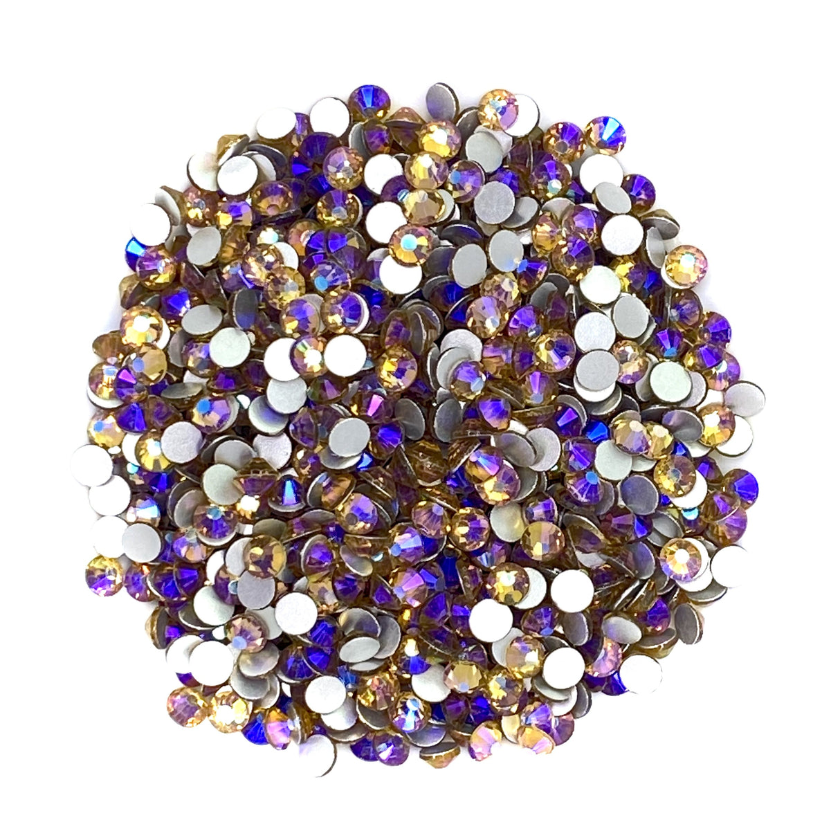 LT TOPAZ AB - CLEAR YELLOW PURPLE AB Glam GlassĀ® flatback, non hotfix rhinestones for art, body, nails and more - PDB Creative Studio