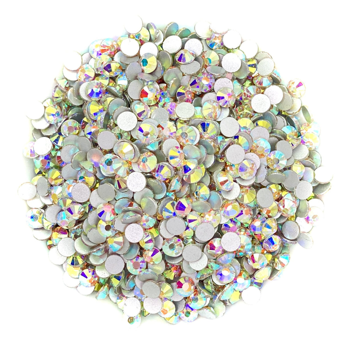 CRYSTAL AB - CLEAR WHITE AB Glam GlassĀ® flatback, non hotfix rhinestones for art, body, nails and more - PDB Creative Studio