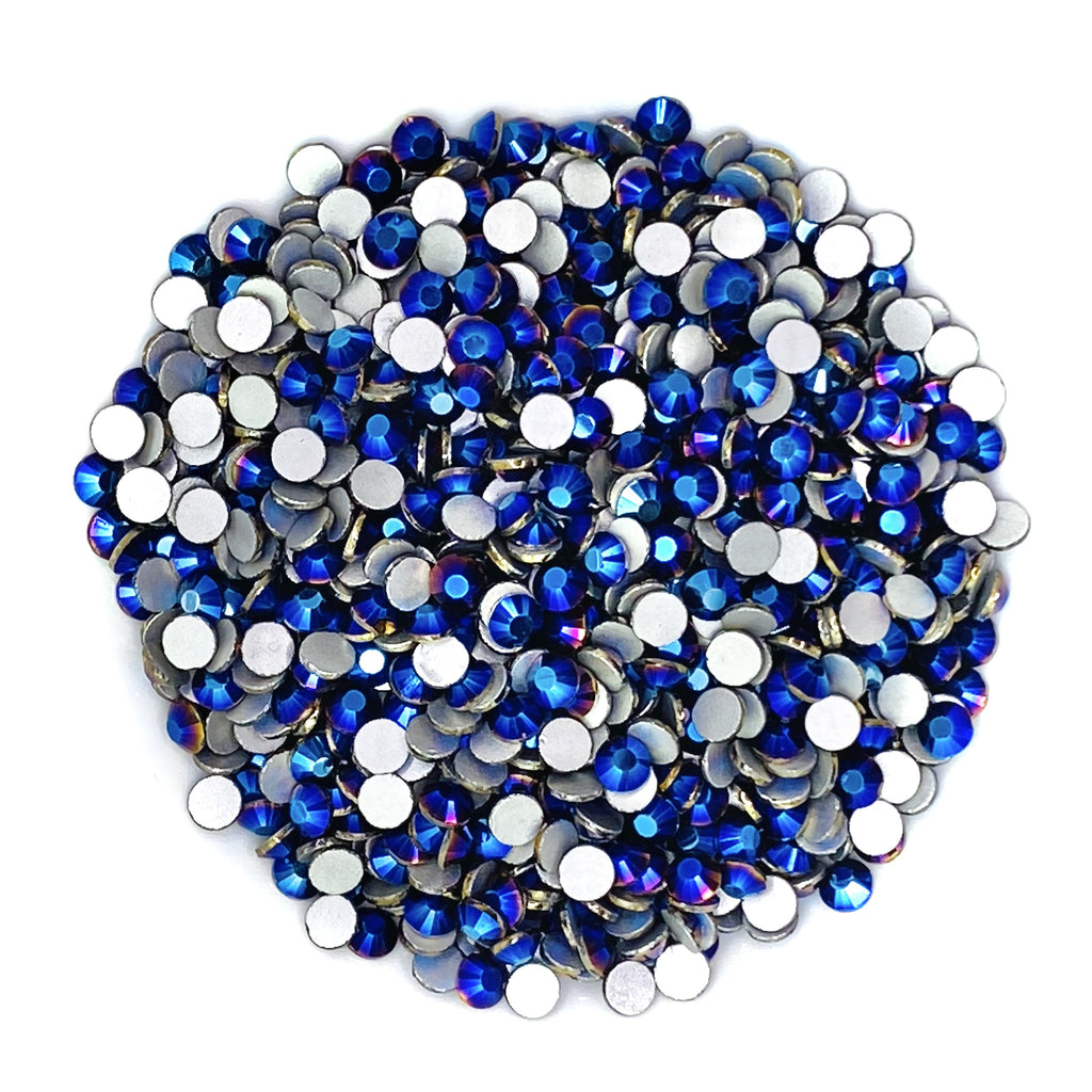 METALLIC RAINBOW BLUE - BLURPLE PURPLE DARK BLUE AB Glam Glass® flatback, non hotfix rhinestones for art, body, nails and more - PDB Creative Studio
