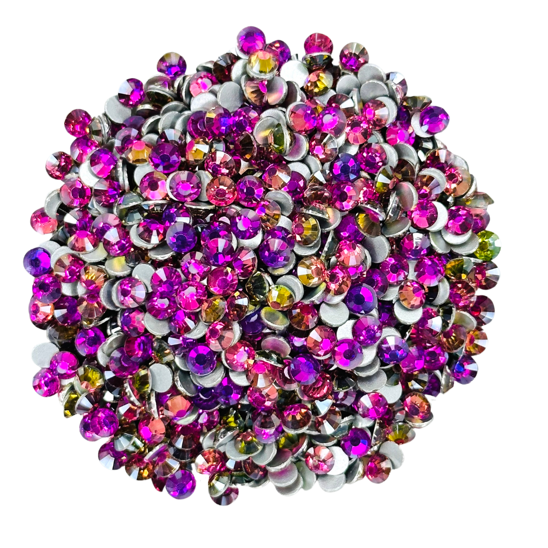 GOLD LT ROSE - DARK PINK YELLOW Glam Glass® flatback, non hotfix rhinestones for art, body, nails and more - PDB Creative Studio