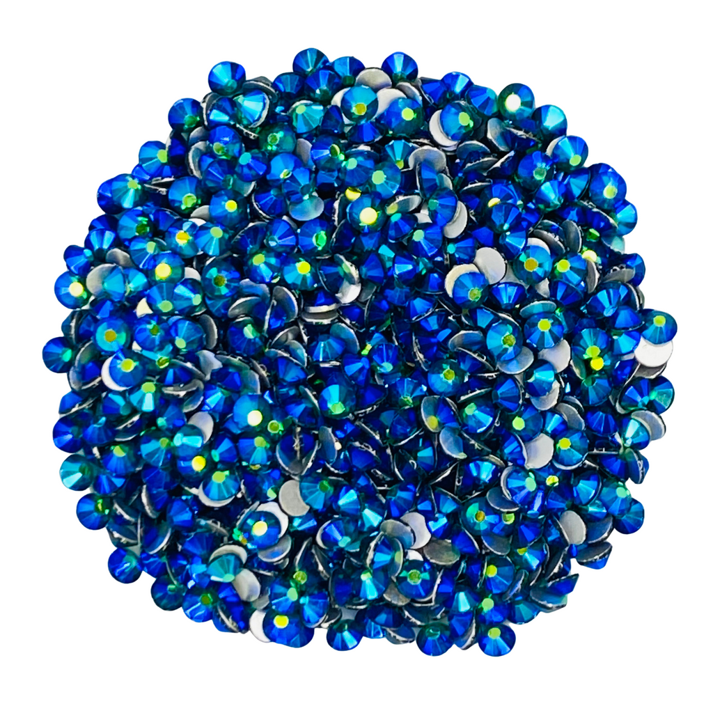 EMERALD AB - Royal Blue AB Glam Glass® flatback, non hotfix rhinestones for art, body, nails and more - PDB Creative Studio