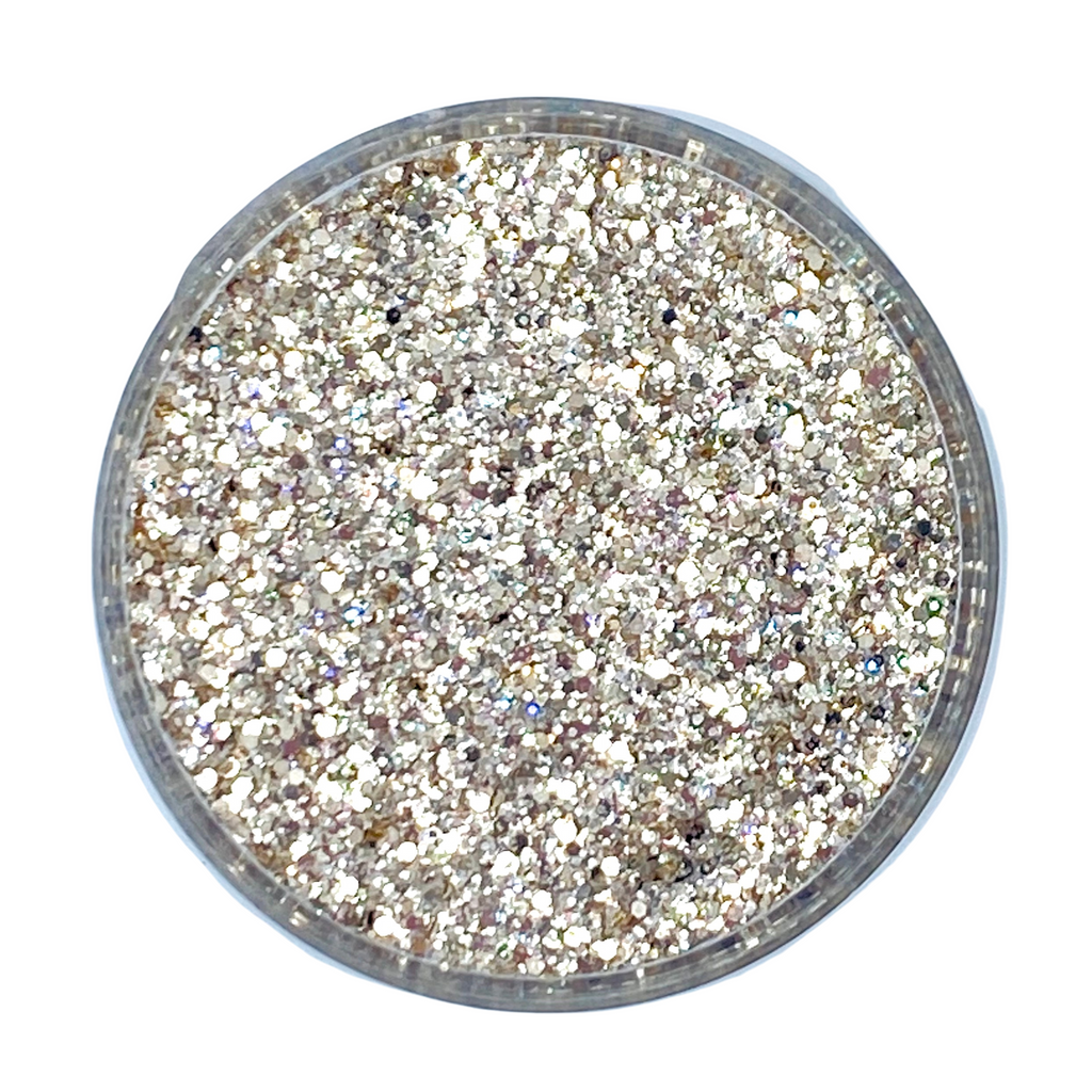 gold multi size chunky custom glitter mix for art, body, nails and more - PDB Creative Studio