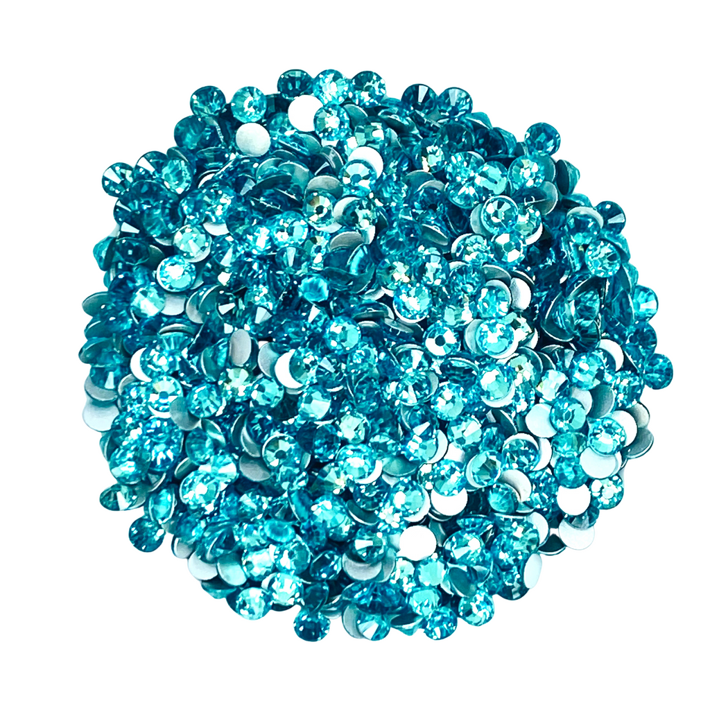 AQUAMARINE - Blue Glam Glass® flatback, non hotfix rhinestones for art, body, nails and more - PDB Creative Studio