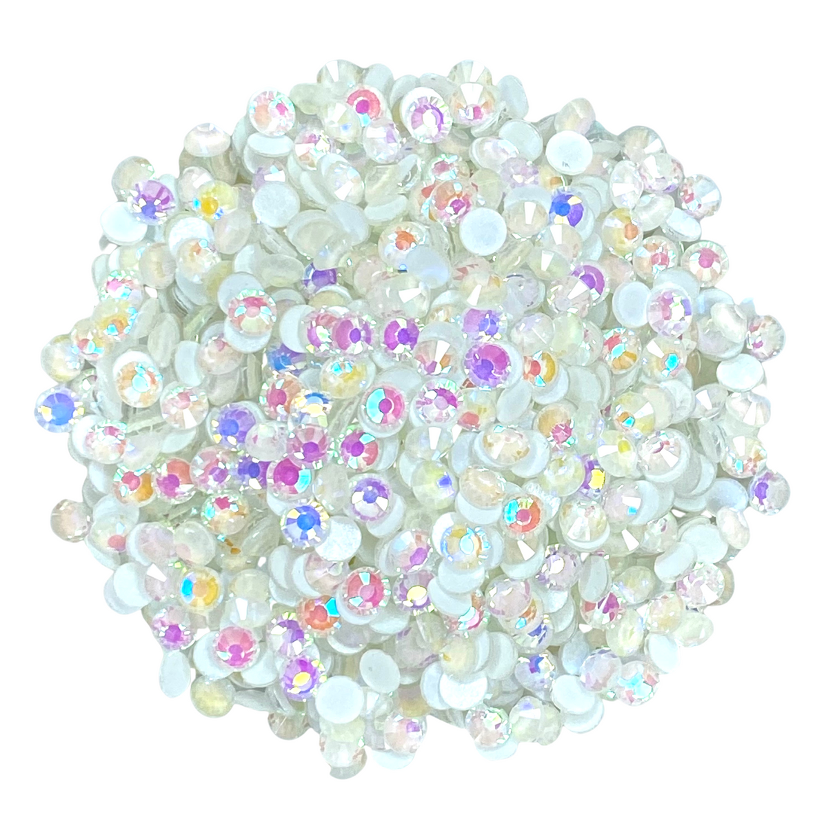 LUMINOUS WHITE - GLOW WHITE AB Glam Glass® flatback, non hotfix rhinestones for art, body, nails and more - PDB Creative Studio