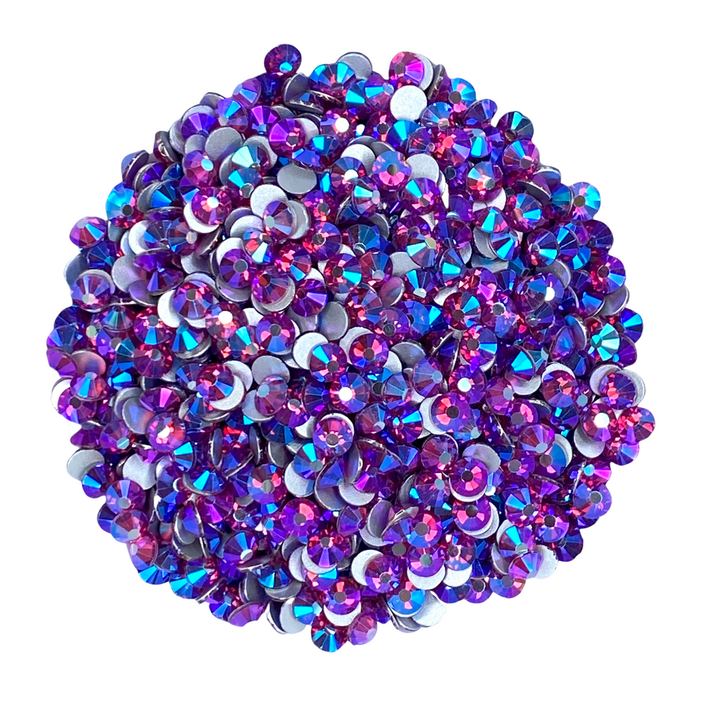 Fuschia AB Purple blue Glam Glass® flatback non hotfix rhinestones for art, body, nails and more - PDB Creative Studio