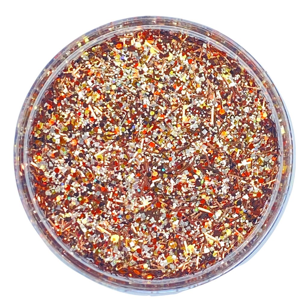 brown, orange, gold custom Multi-size/shape camping glitter mix for art, body, nails and more - PDB Created Studio
