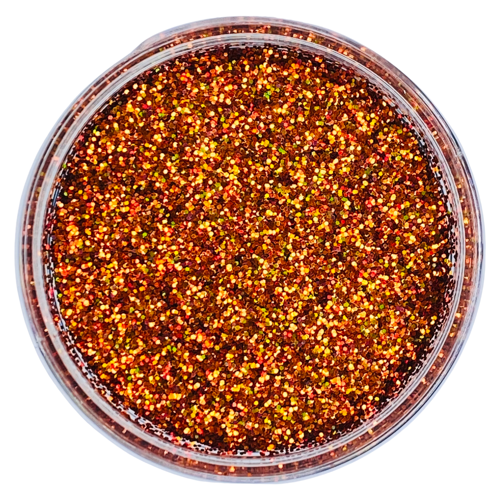 orange brown holographic custom glitter mix for nails, art, body and more - PDB Creative Studio