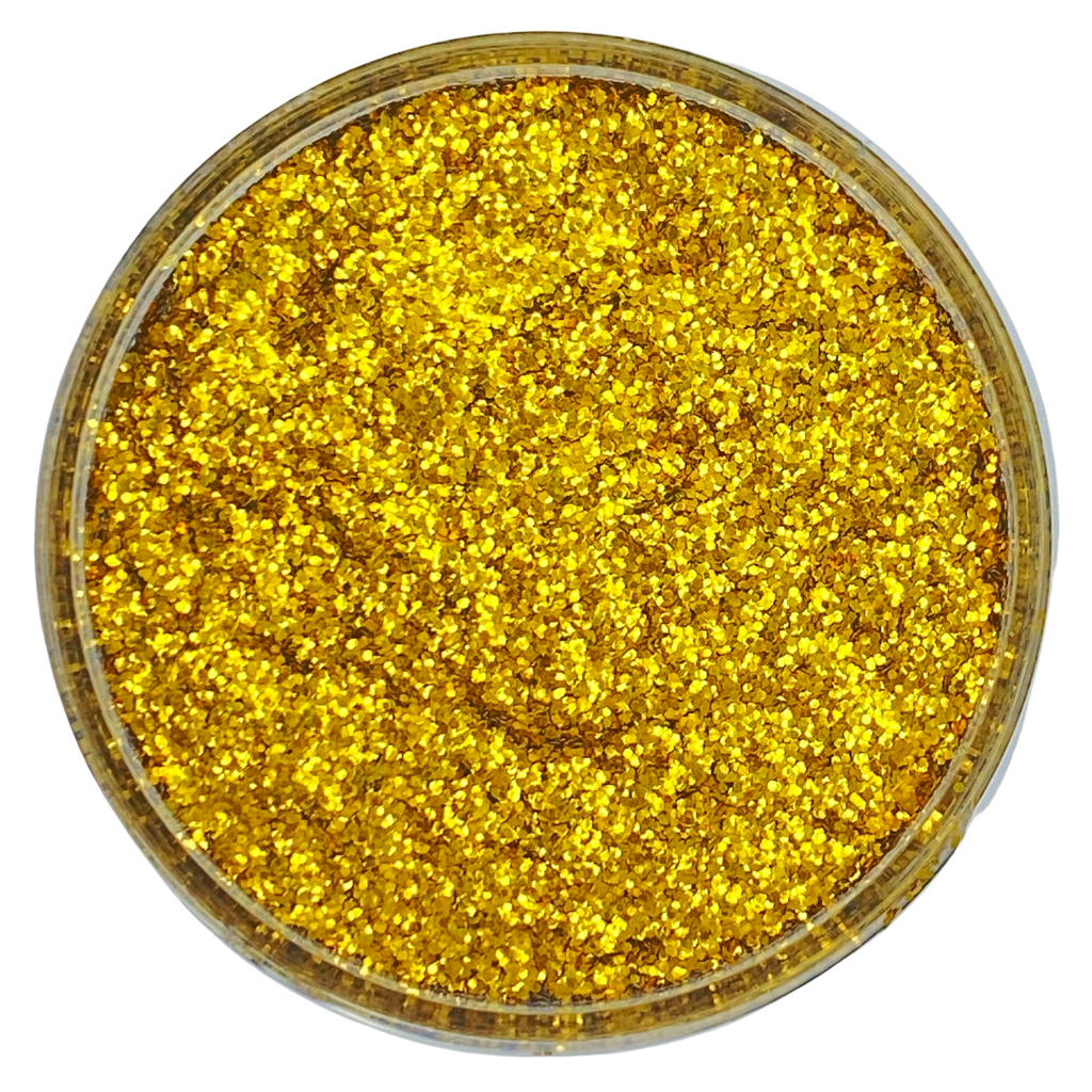 bright yellow gold metallic polyester glitter mix for art, body, nails and more - PDB Creative Studio