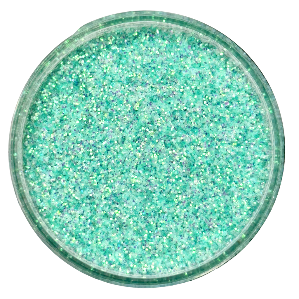 pastel blue green poly custom glitter mix for art, body, nails and more - PDB Creative Studio