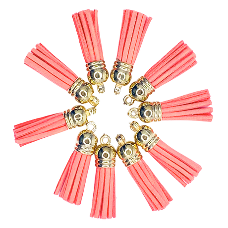 WATERMELON / GOLD TASSELS TASSELS