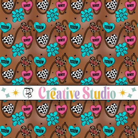 Western Cowboy Cowgirl valentines day pattern vinyl