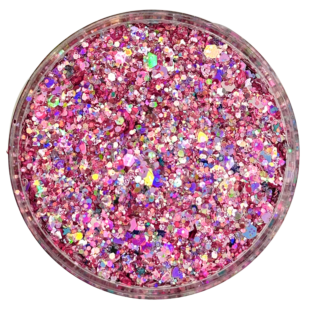 Pink custom chunky glitter mix / PDB Creative Studio for art, nails and projects