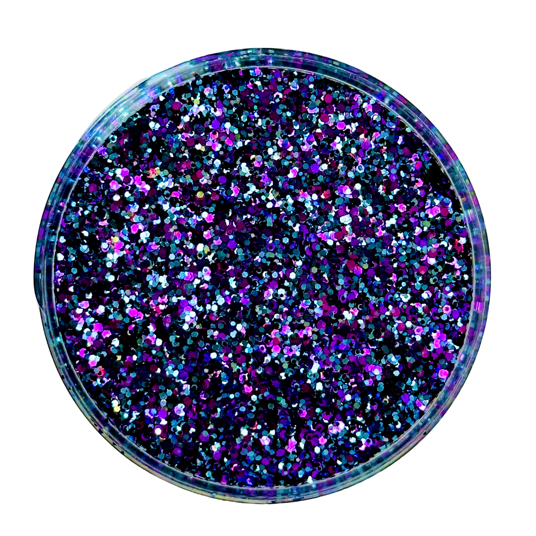 Purple blue custom multi-size glitter mix for art, body, nails and more - PDB Creative Studio