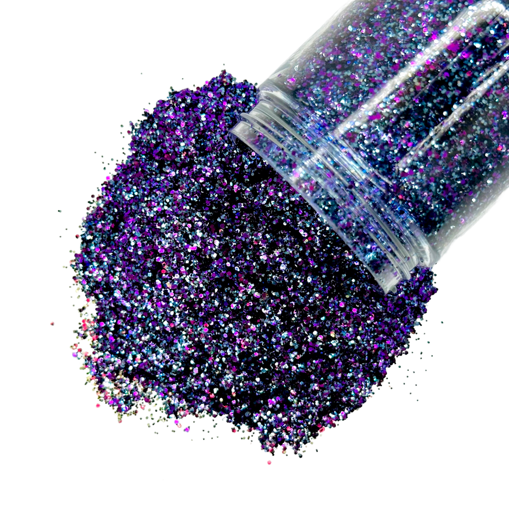 Purple blue custom multi-size glitter mix for art, body, nails and more - PDB Creative Studio