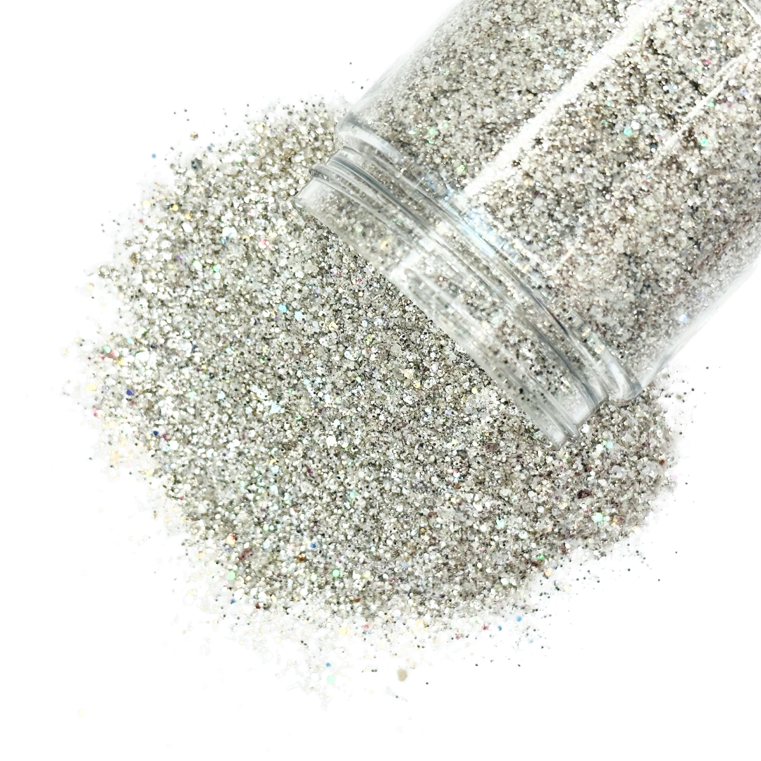 Silver gold custom multi-size glitter mix for art, body, nails and more - PDB Creative Studio