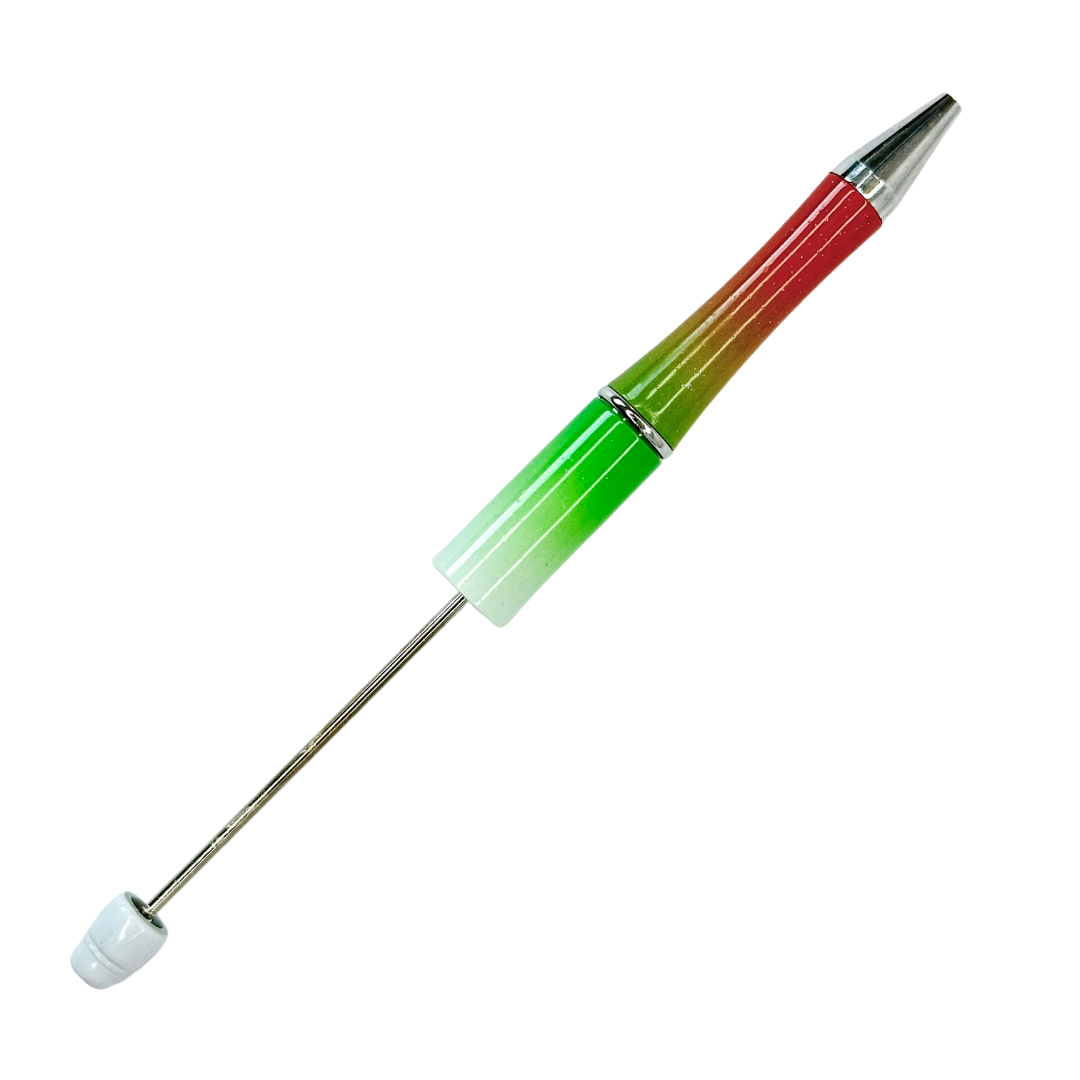 WHITE/GREEN/RED OMBRE BEADABLE PEN - 11590