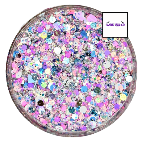 Pink, purple and white custom chunky glitter mix / PDB Creative Studio for art, nails and projects