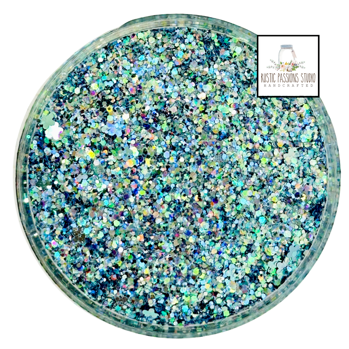 Blue teal custom chunky glitter mix / PDB Creative Studio for art, nails and projects