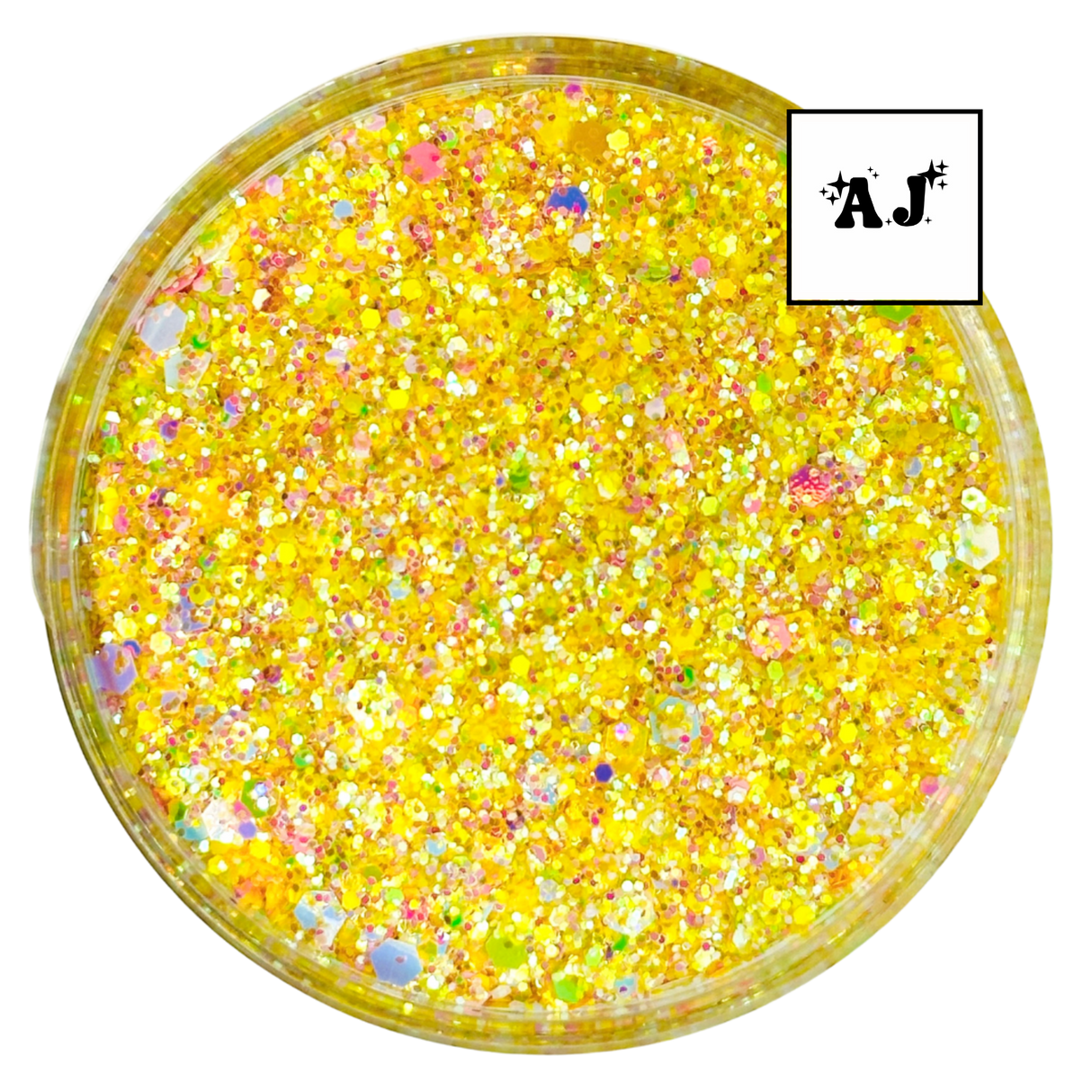 Yellow custom chunky glitter mix / PDB Creative Studio for art, nails and projects