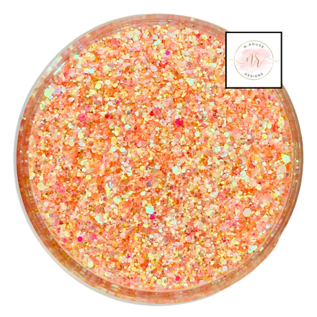 Coral, pink, orange custom chunky glitter mix / PDB Creative Studio for art, nails and projects