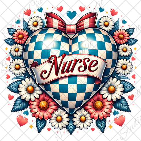 nurse blue plaid retro patriotic uv-dtf decal wrap for diy resin art