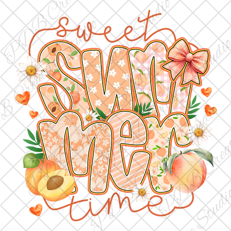 peach sweet summer time uv-dtf decal wrap for diy resin art