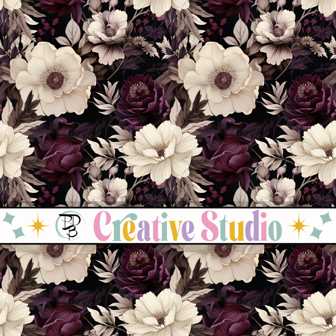 Purple and white floral vinyl for crafts, journals, diy, tumblers and more
