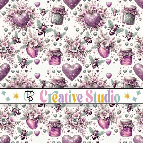 PURPLE PINK HONEY BEE FLORAL VINYL FOR CRICUT SILHOUETTE ART