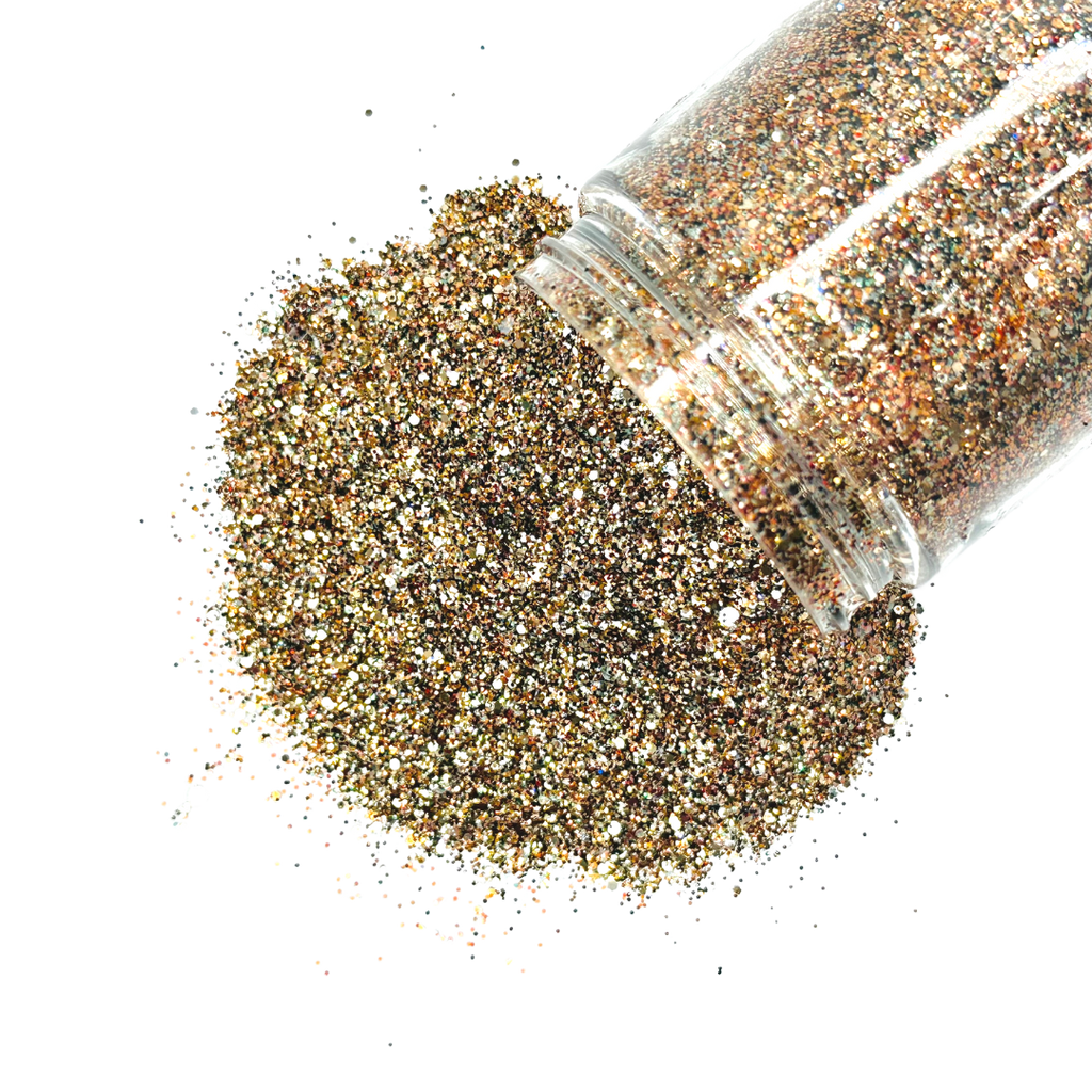 Gold Brown fall custom multi-size glitter for art, body, nails and more - PDB Creative Studio