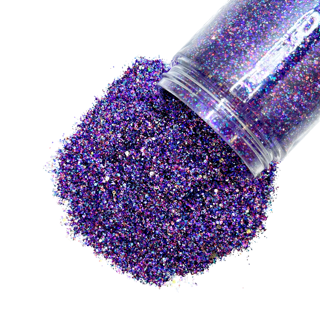 Multi-Color purple multi-size custom glitter mix for art, body, nails and more - PDB Creative Studio