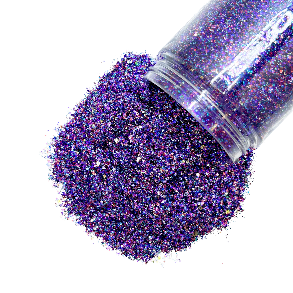 Multi-Color purple multi-size custom glitter mix for art, body, nails and more - PDB Creative Studio