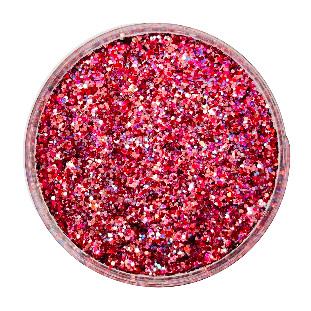 Pink red custom chunky glitter mix / PDB Creative Studio for art, nails and projects