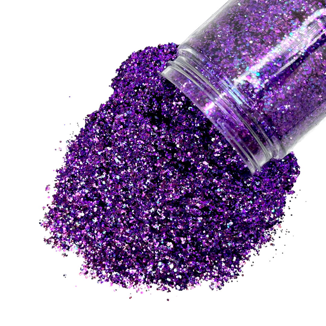 Purple opal multi size custom glitter mix for art, body, nails and more - PDB Creative Studio