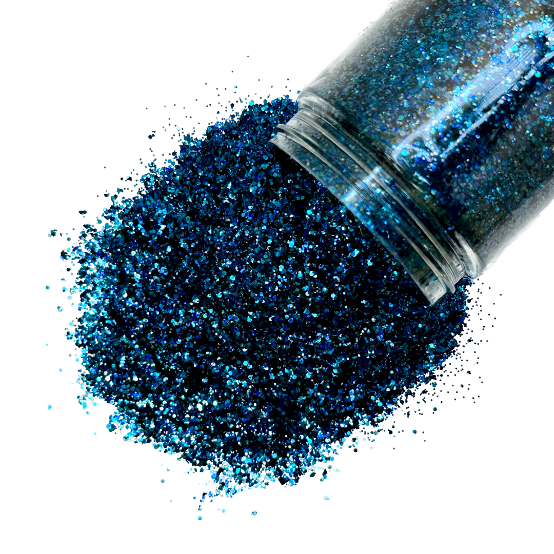 multi shades of blue custom glitter mix for art, body, nails and more - PDB Creative Studio