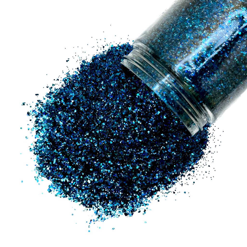 multi shades of blue custom glitter mix for art, body, nails and more - PDB Creative Studio