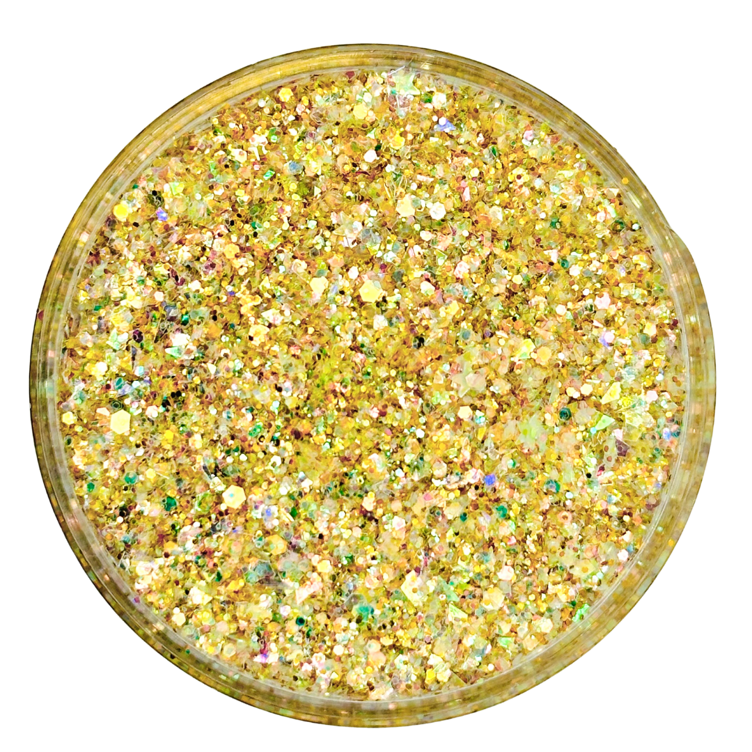 Yellow gold custom chunky glitter mix / PDB Creative Studio for art, nails and projects