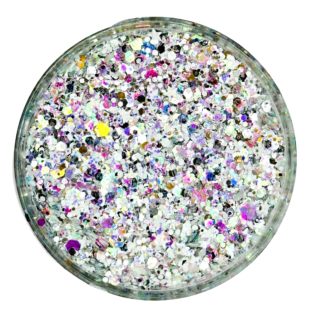 White color shift custom chunky glitter mix / PDB Creative Studio