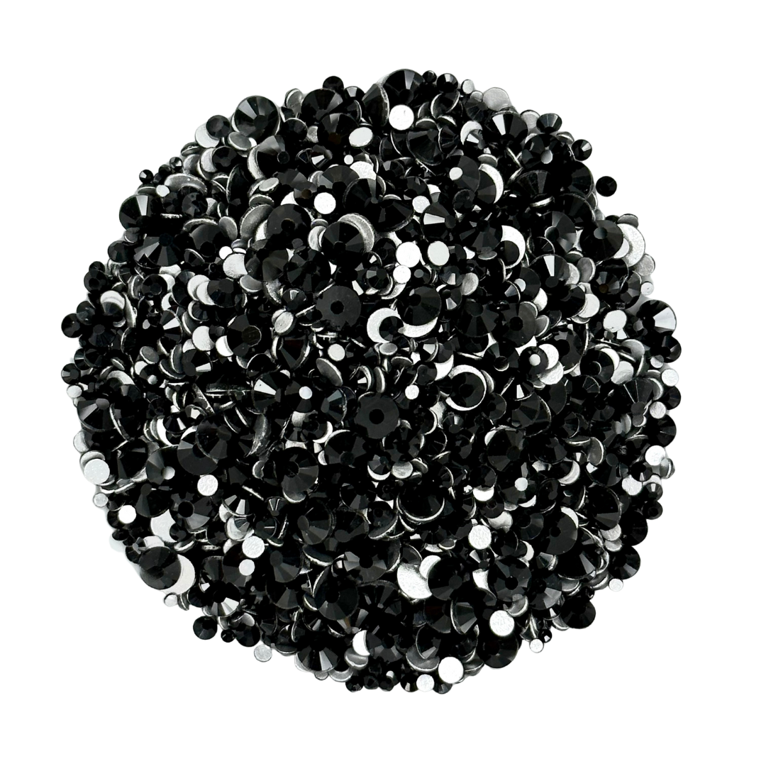 BLACK Glam Glass® flatback, non hotfix rhinestones for art, body, nails and more - PDB Creative Studio