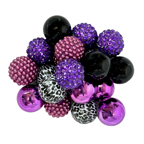 MAGIC SPELL 20MM BUBBLEGUM BEAD MIX - PURPLE, BLACK, AND LEOPARD CUSTOM ASSORTED ACRYLIC BEAD MIX for bracelets, jewelry making, crafts, and more - PDB Creative Studio